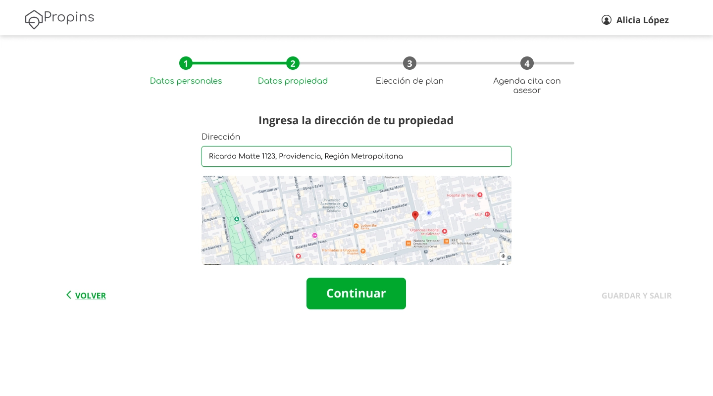 Paso 2 — Dirección de la propiedad